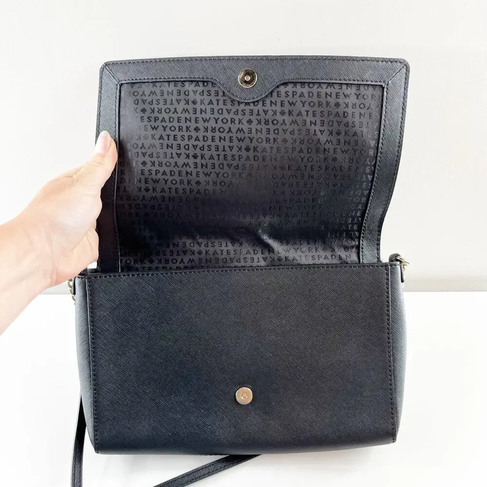 Kate Spade Rectangle Crossbody Purse Bag Leather Black - Picture 5 of 7